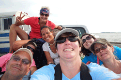 Participants ride truck to overnight accommodations oon Sapelo Island