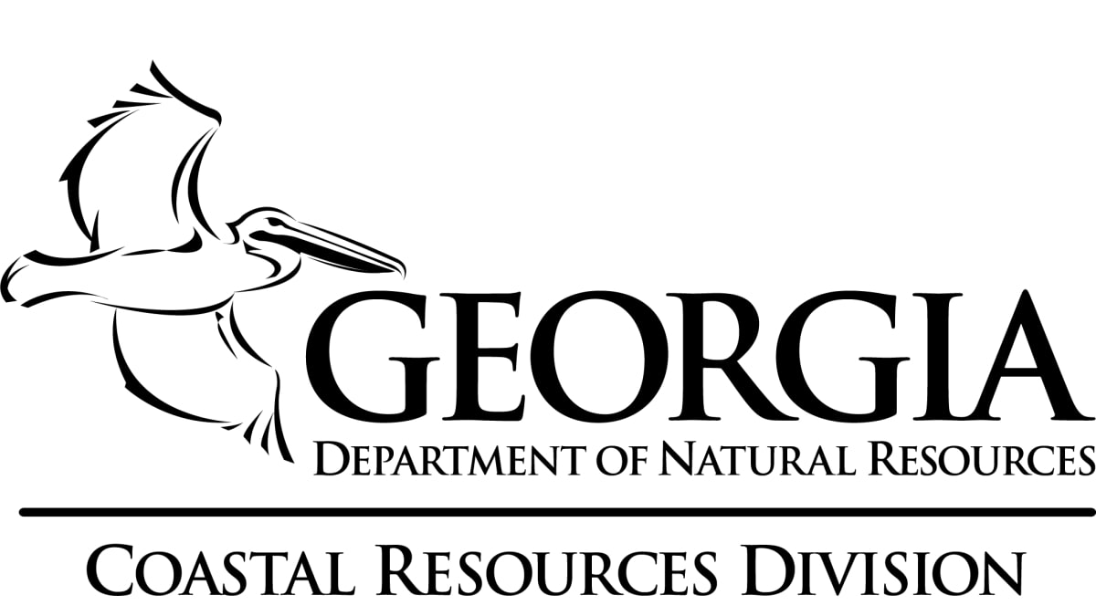 Logo for the Georgia Department of Natural Resources with an illustrated pelican flying